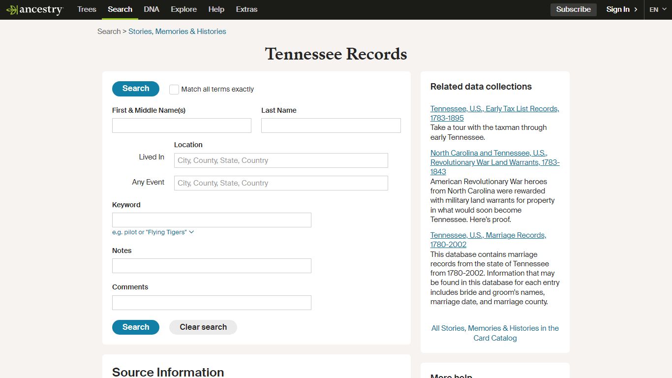 Tennessee Records - Ancestry